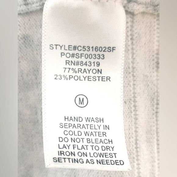 Evolution By Cyrus Wm’s Sz Med Gray Ribbed Knit Folded Collar Open Cardigan - Picture 4 of 4